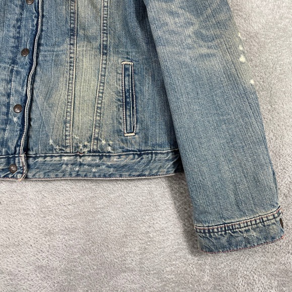 Y2K Polo Jeans Ralph Lauren Denim Jacket Womens XL Sherpa Lined Distressed 2000s - Picture 6 of 16